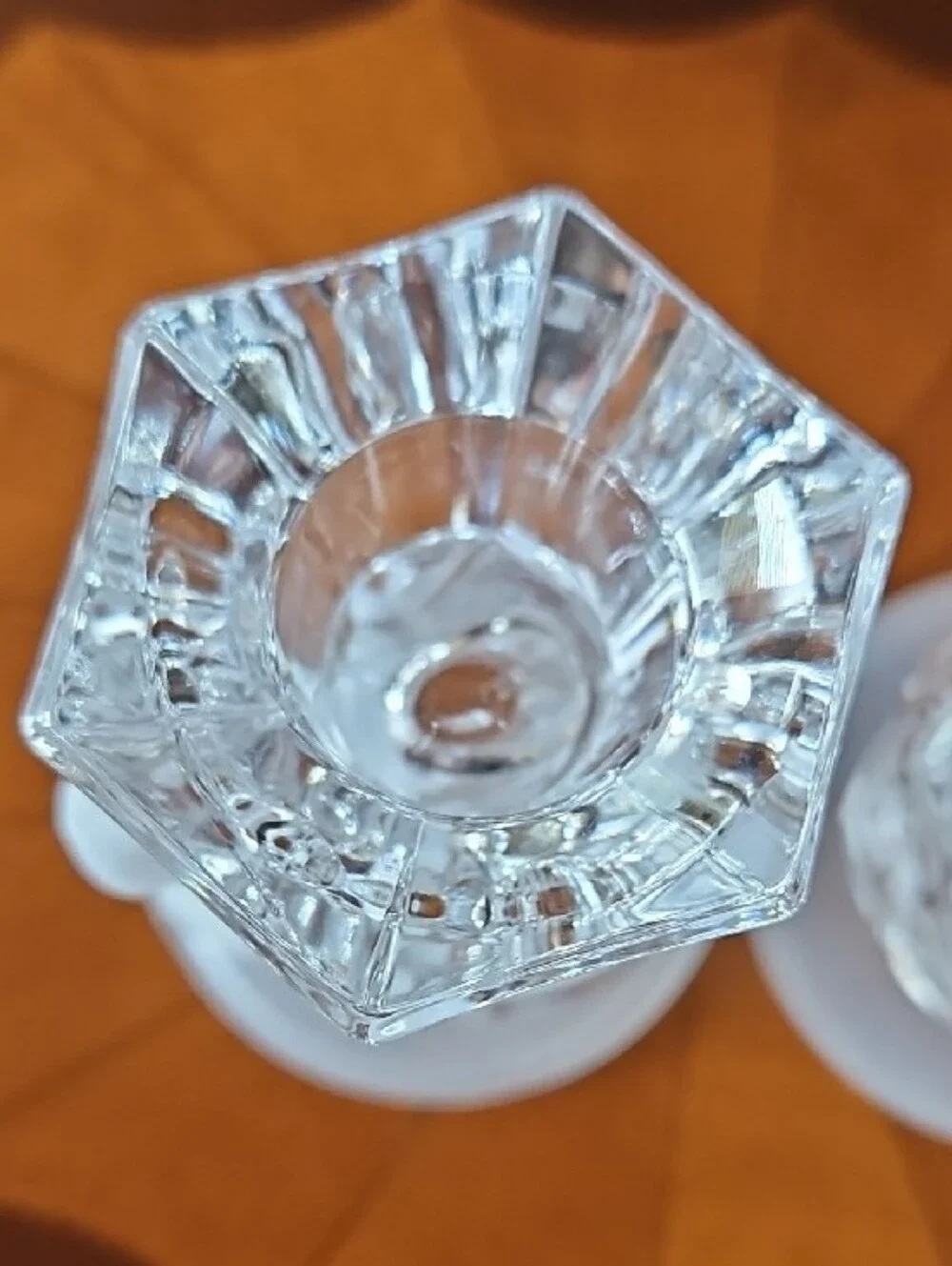 VTG PartyLite Clear Frosted 24% Lead Crystal Swan Taper Candle Holders Set of 2